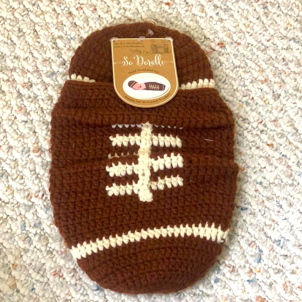Newborn Hand Crocheted Football Set